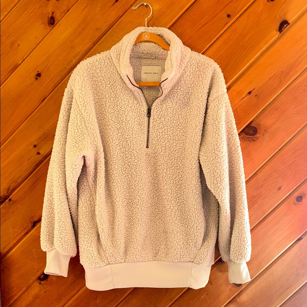 American eagle quarter zip cream Sherpa pullover